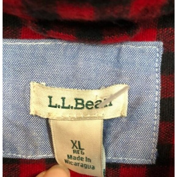L.L. Bean Cotton Flannel L/S Shirt Red Black Plaid Button Front Preppy Womens XL - Picture 6 of 8
